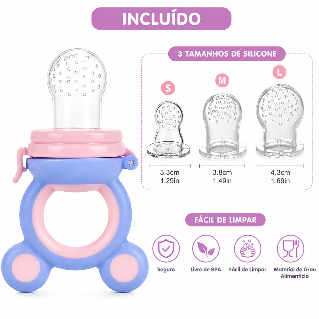 Chupeta Alimentadora e Mordedor de Silicone 3-em-1 (compre 1 leve 2)
