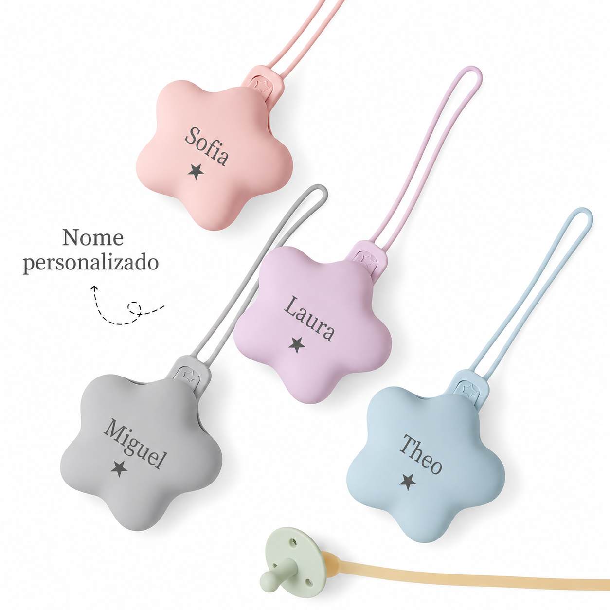 Porta-Chupetas de Silicone Personalizado com Nome - Aylla & Co.
