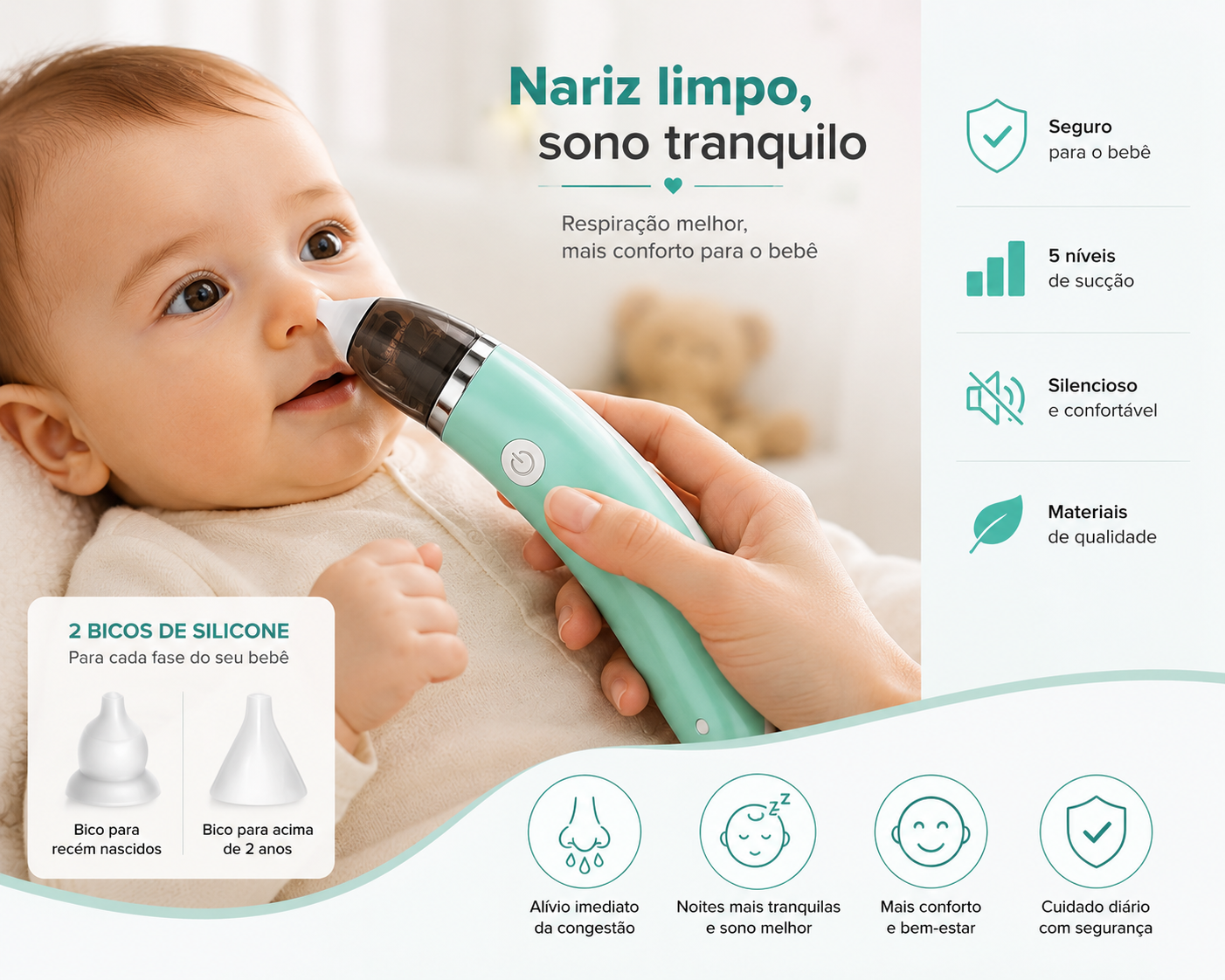 Aspirador Nasal Elétrico Recarregável para Bebé – Aylla & Co.