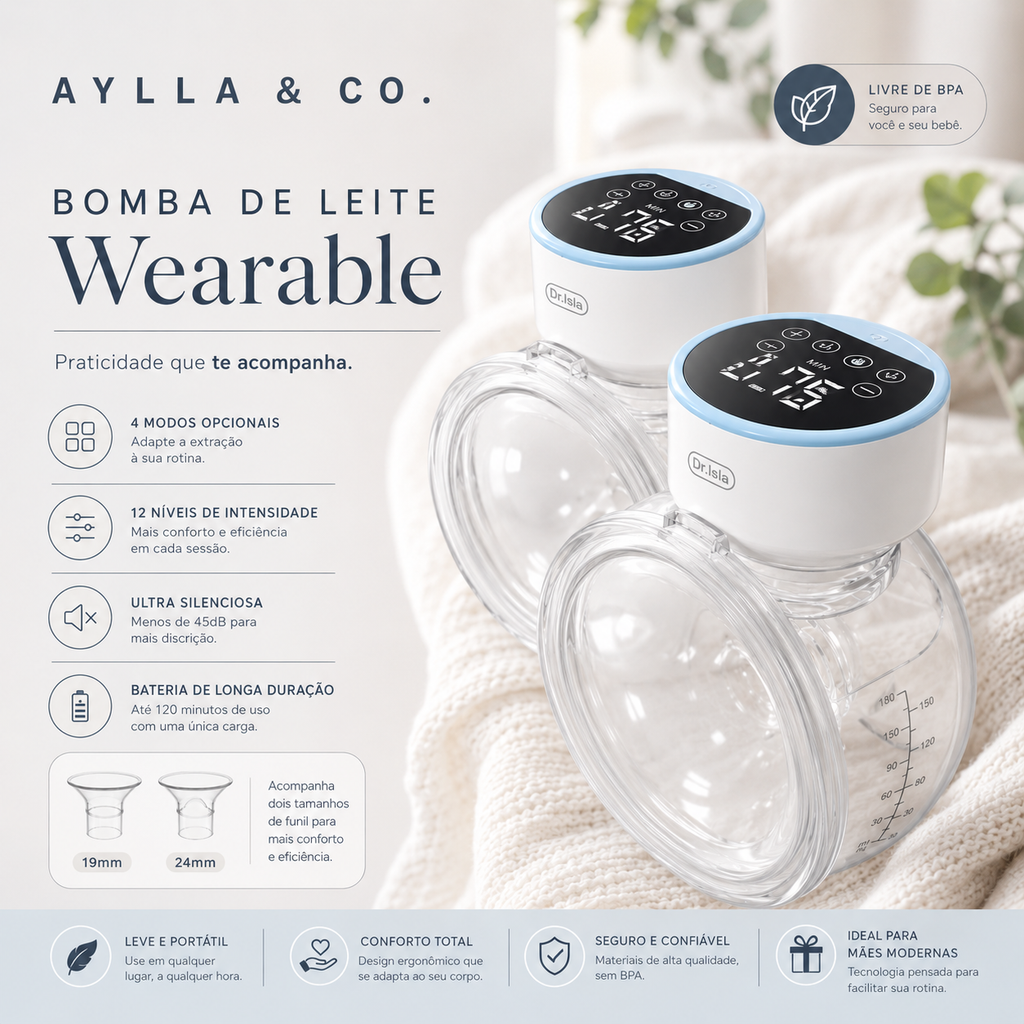 Bomba de tirar Leite Elétrico Mãos Livres – Aylla Pump Free