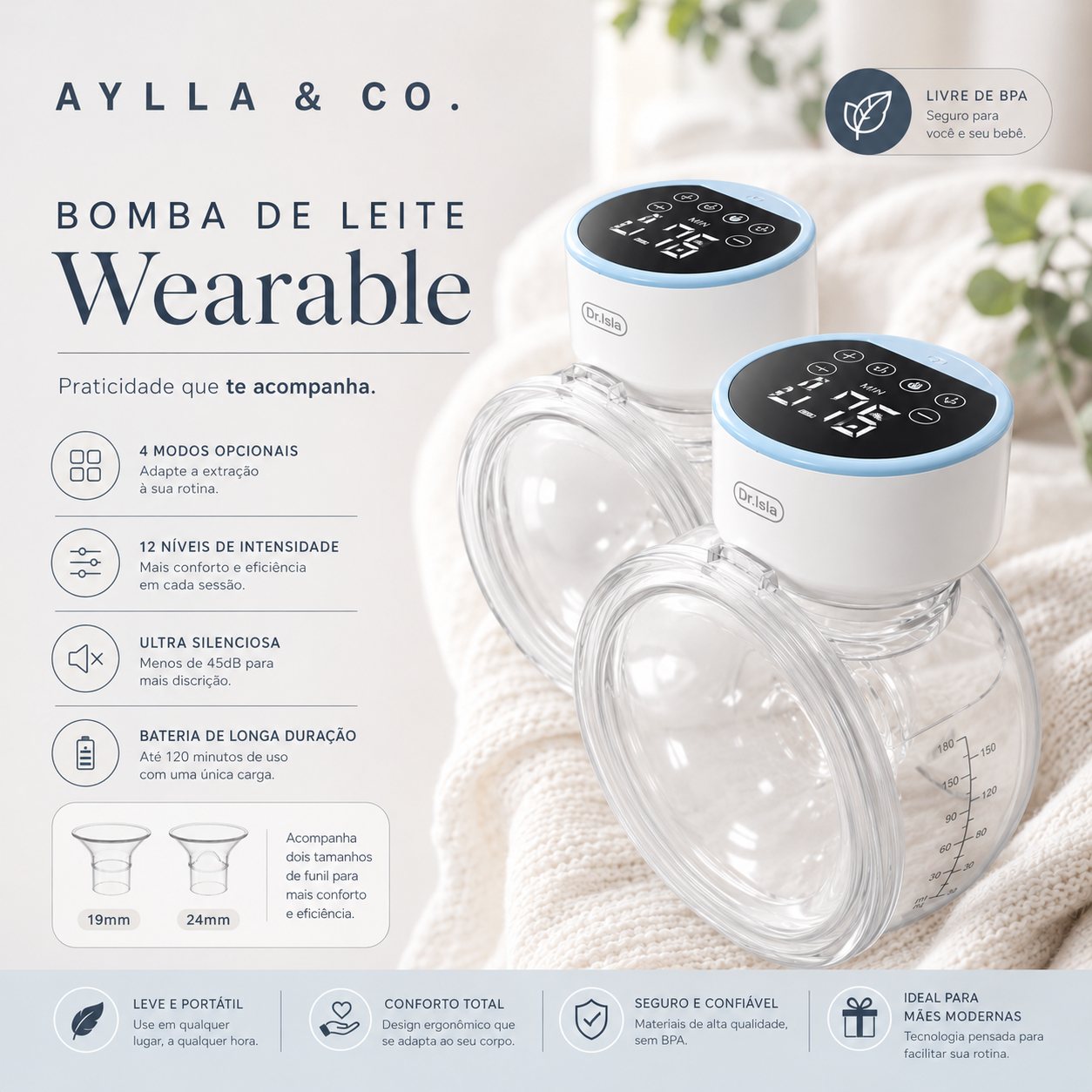 Bomba de tirar Leite Elétrico Mãos Livres – Aylla Pump Free