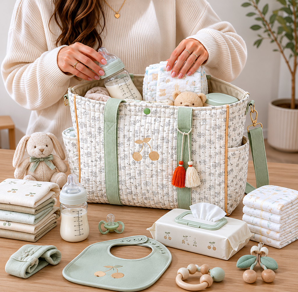 Mala de Maternidade Acolchoada Floral em Algodão – Aylla & Co.