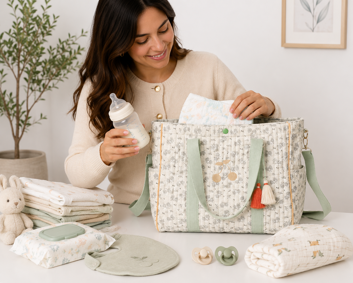 Mala de Maternidade Acolchoada Floral em Algodão – Aylla & Co.