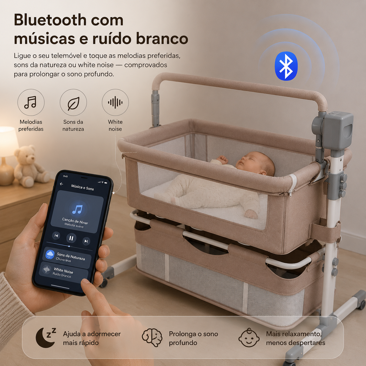 Berço Elétrico Co-Sleeping Inteligente com Balanço Automático – Aylla & Co.