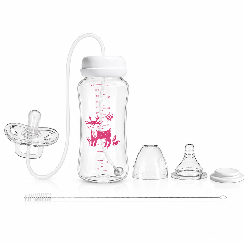 Biberão Mãos Livres 3 em 1 (300ml) – Sistema Anti-Cólicas com Gravidade
