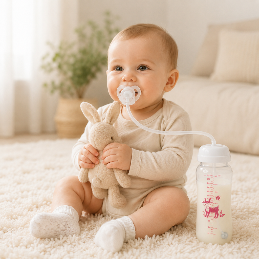 Biberão Mãos Livres 3 em 1 (300ml) – Sistema Anti-Cólicas com Gravidade
