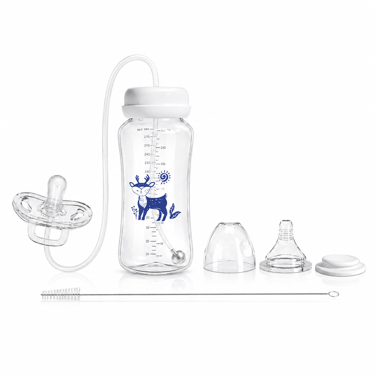 Biberón Manos Libres 3 en 1 (300ml) – Sistema Antirreflujo y Antiderrame por Gravedad