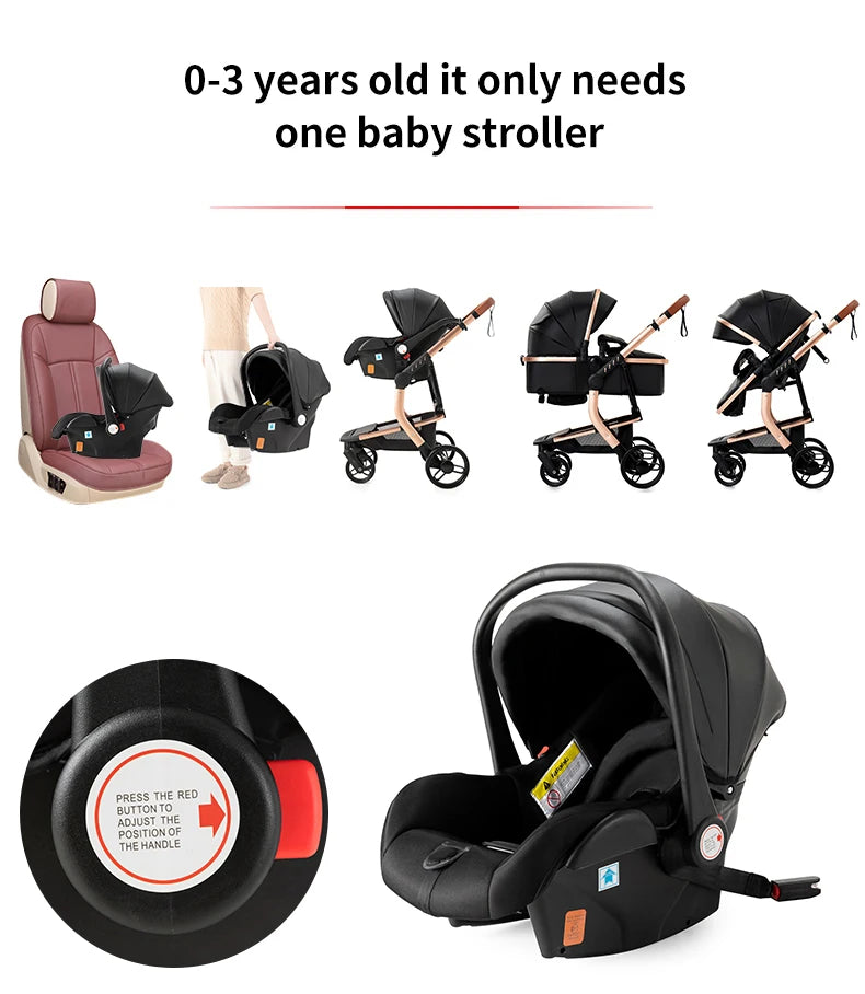 Sistema de Viagem Elegance 3 em 1 – Carrinho de Luxo, Alcofa e Ovo Isofix