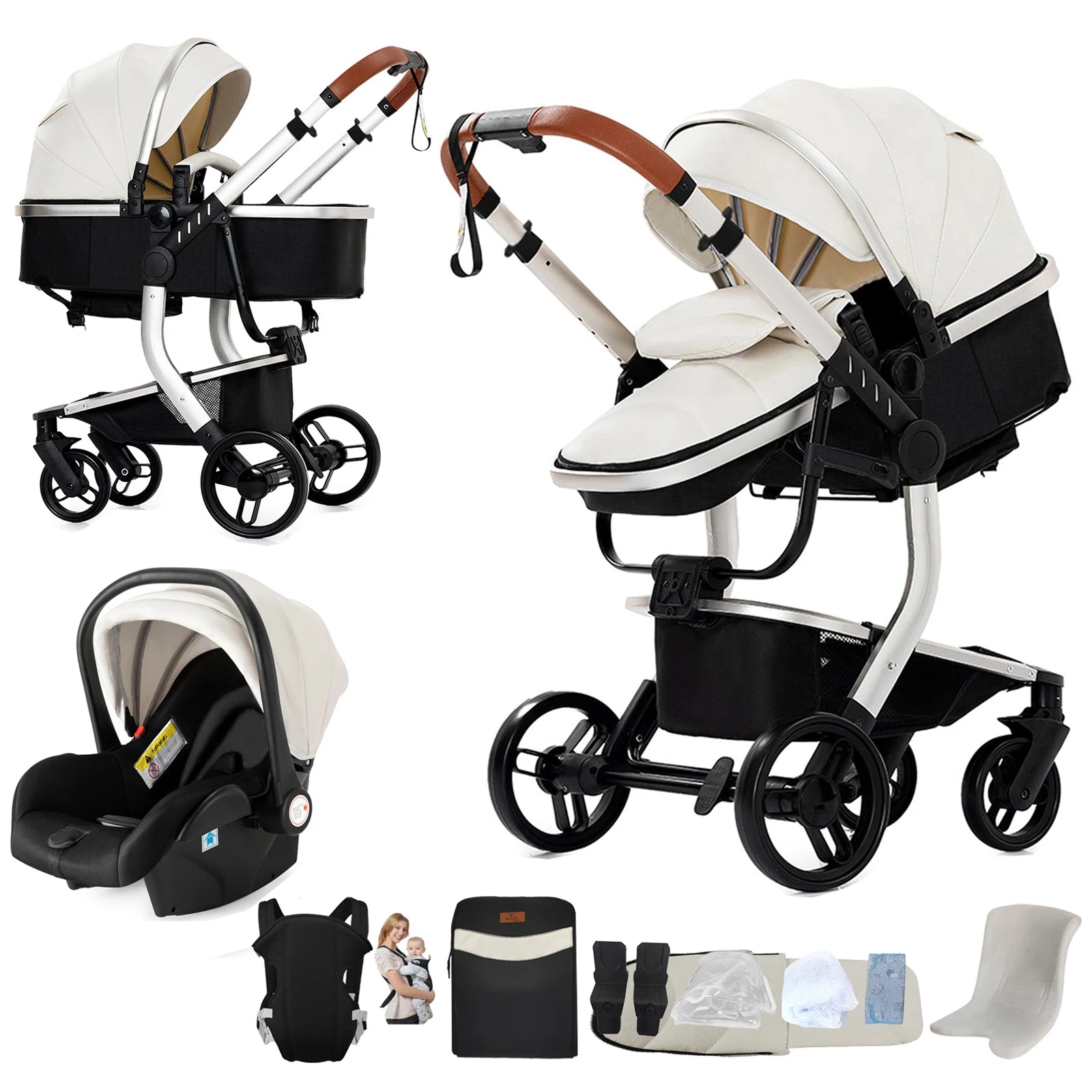 Sistema de Viagem Elegance 3 em 1 – Carrinho de Luxo, Alcofa e Ovo Isofix