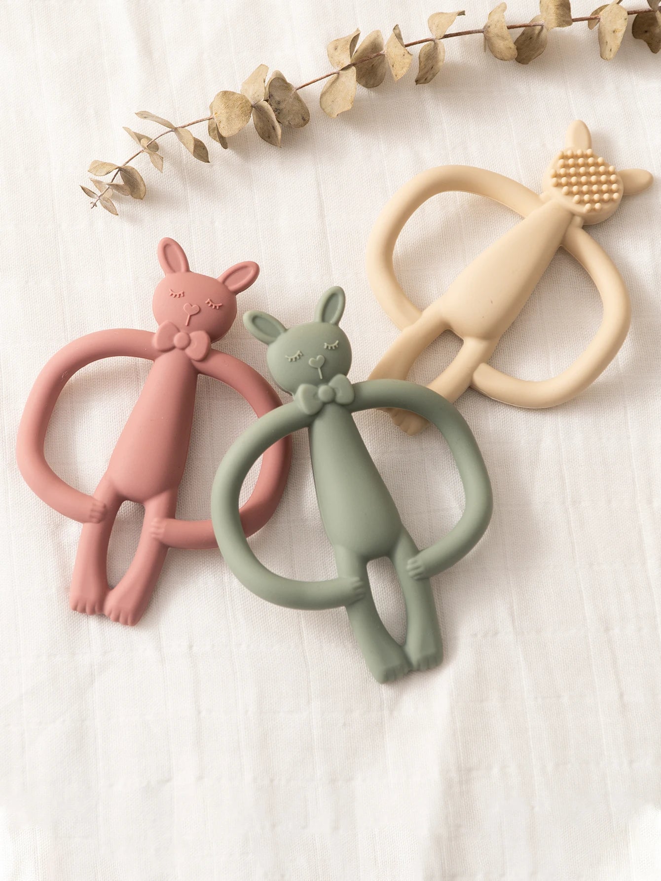 Brinquedo de dentição em silicone coelho