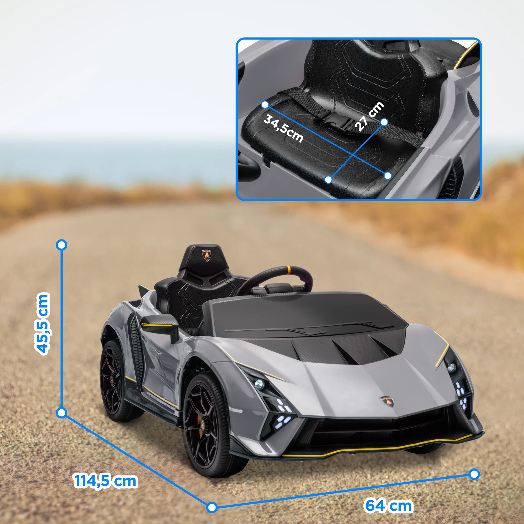 Carro Elétrico Infantil Lamborghini Sián Autêntico – Comando Parental, Faróis LED e Som Premium