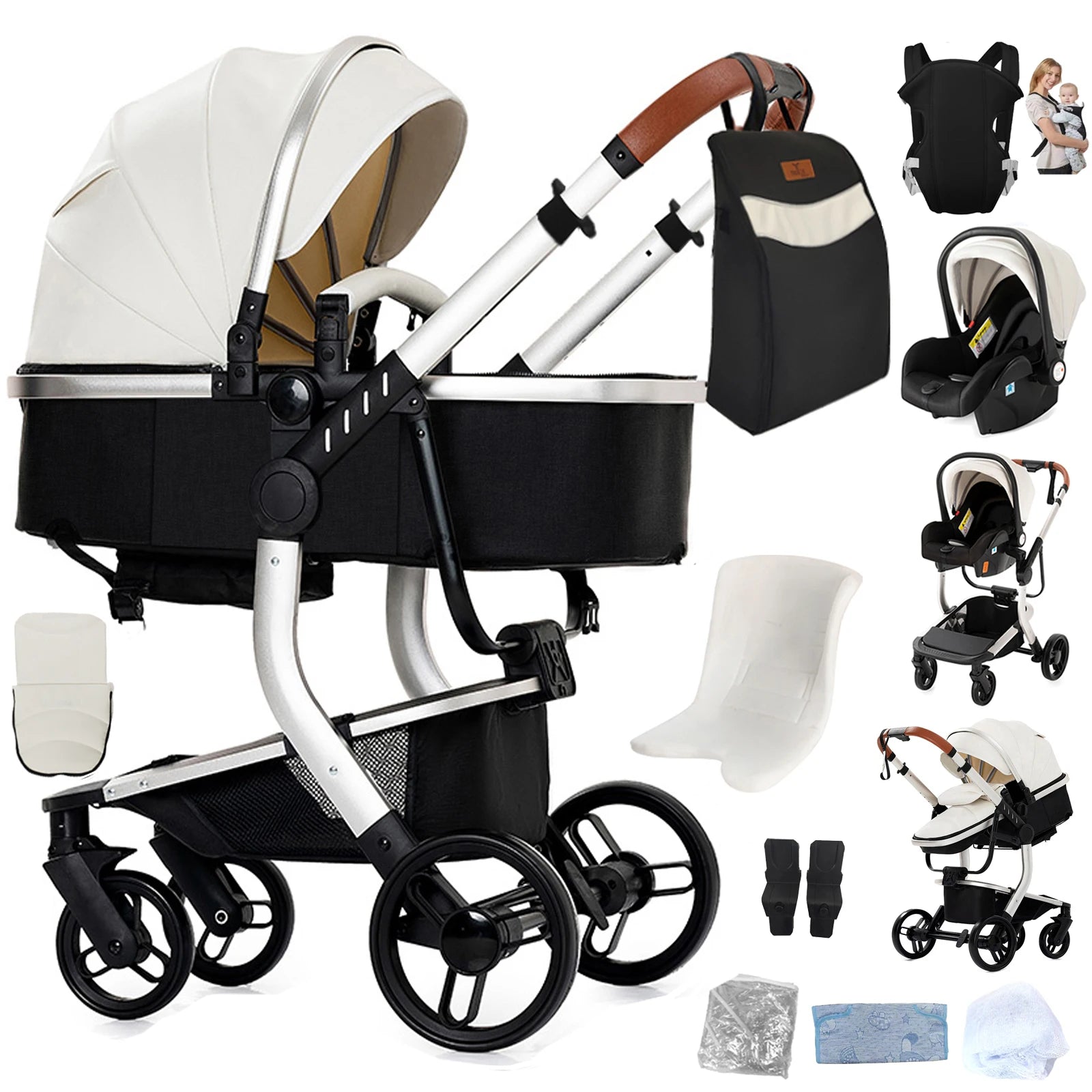 Sistema de Viagem Elegance 3 em 1 – Carrinho de Luxo, Alcofa e Ovo Isofix