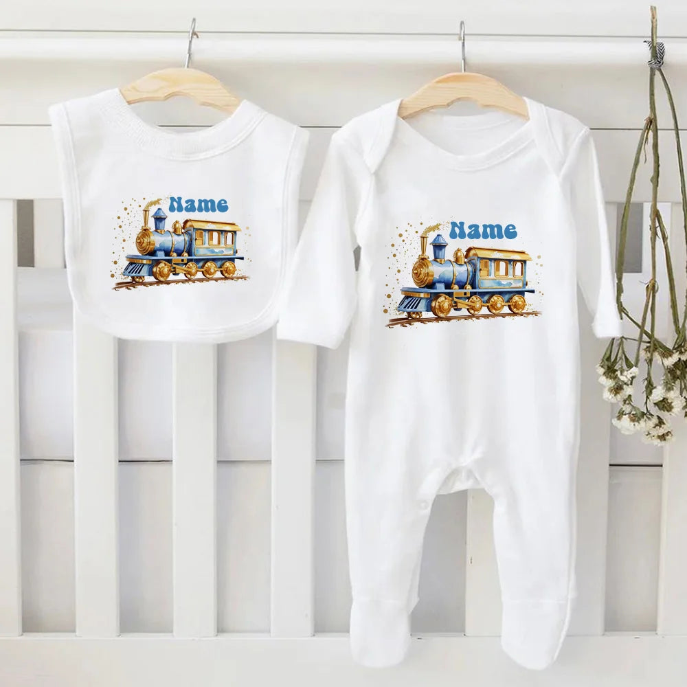 Conjunto personalizado de babete e macacão