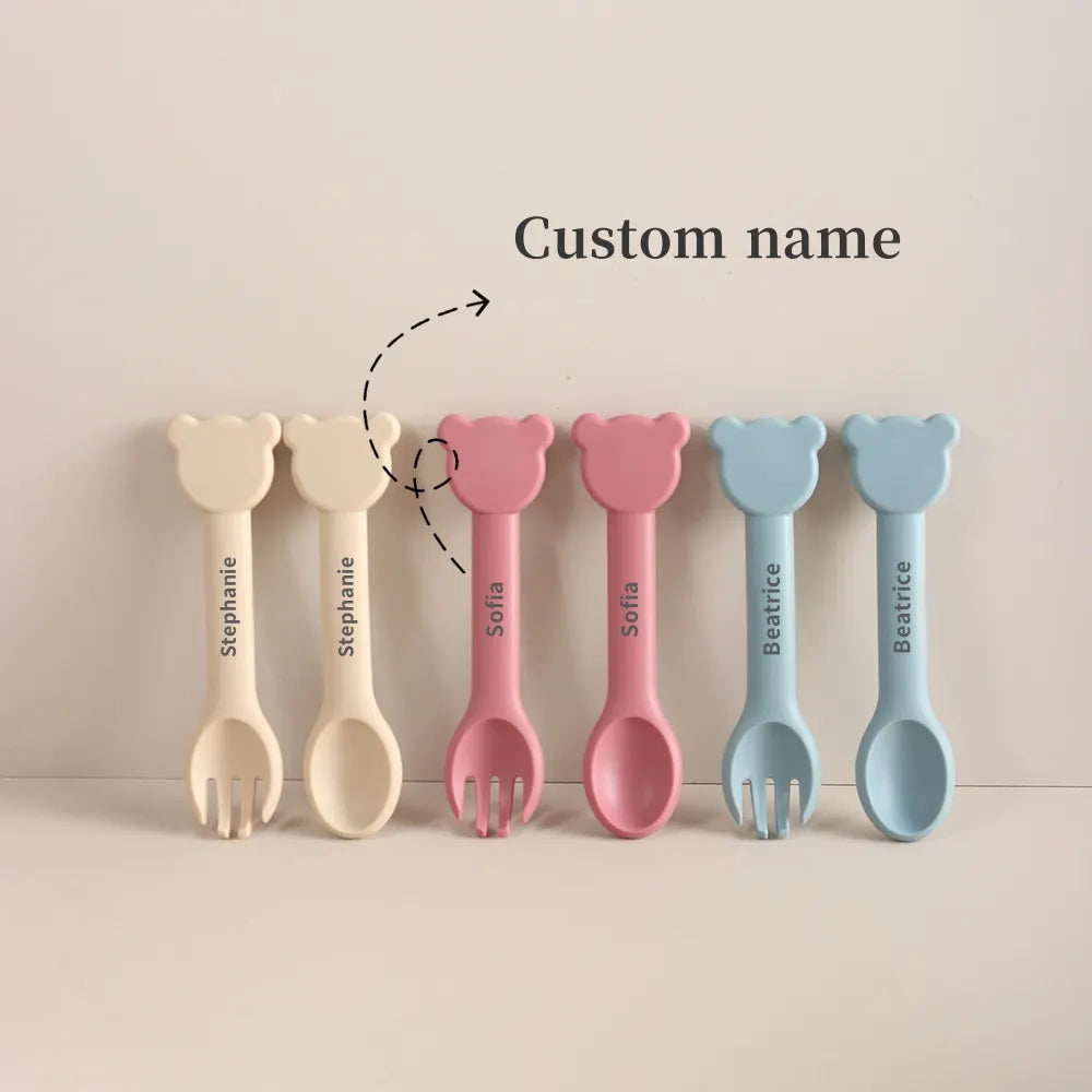 Talheres de silicone em formato de urso