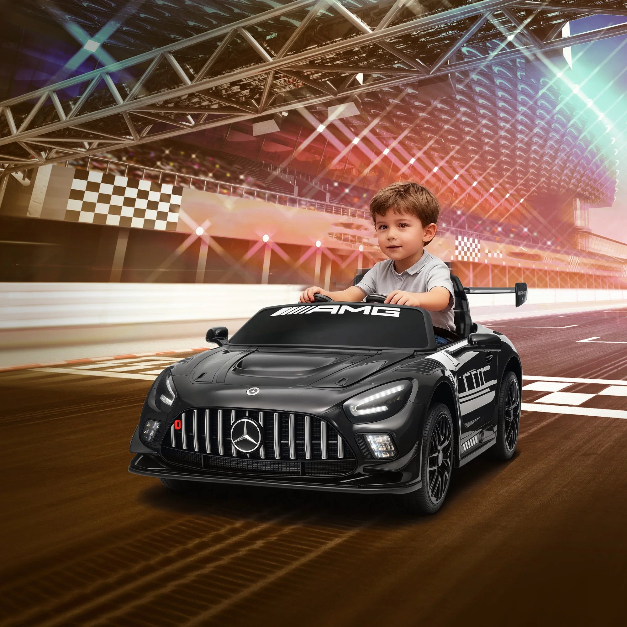 Carro Elétrico Infantil Mercedes-AMG GT3 Evo – Comando Remoto, Motor Duplo e Sons Reais