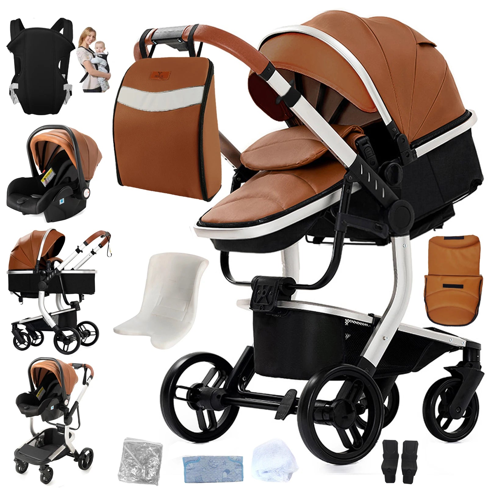 Sistema de Viaje Elegance 3 en 1 – Cochecito de Lujo, Capazo y Huevo Isofix