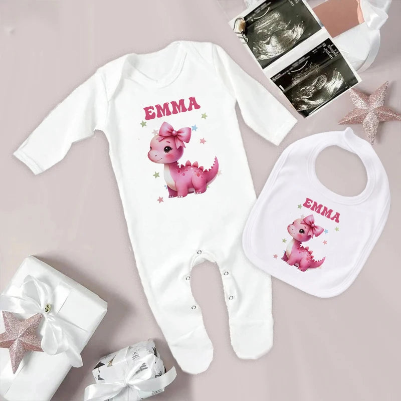 Conjunto personalizado de babete e macacão