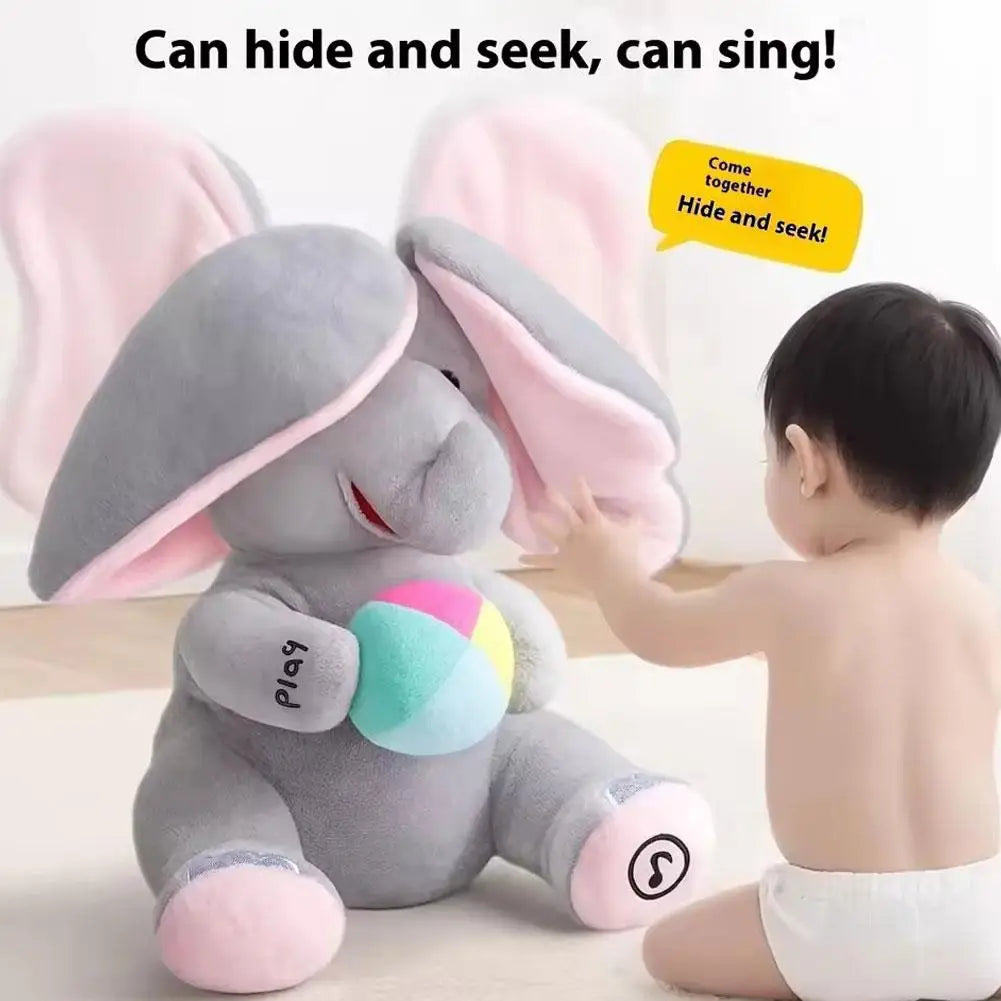 Elefante de peluche interativo para bebés