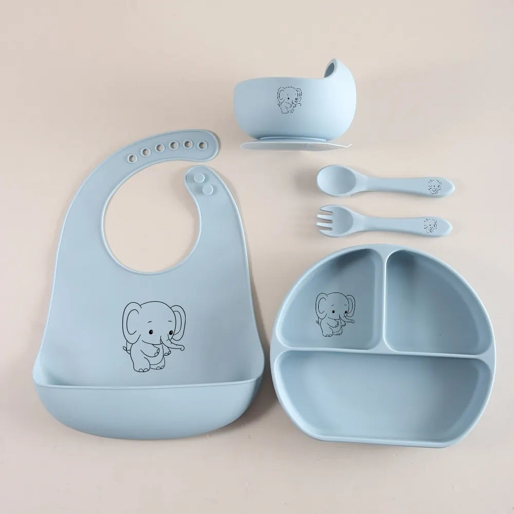 Set de utensilios de silicona para bebés