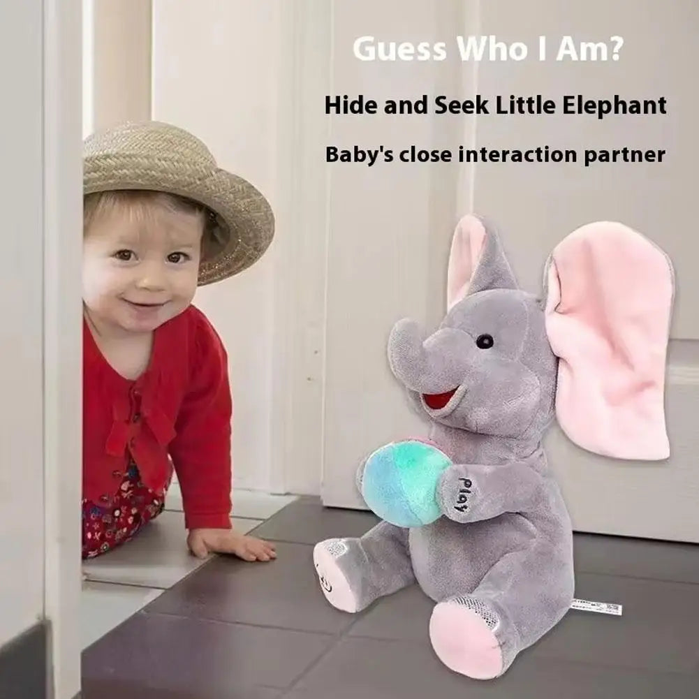 Elefante de peluche interativo para bebés