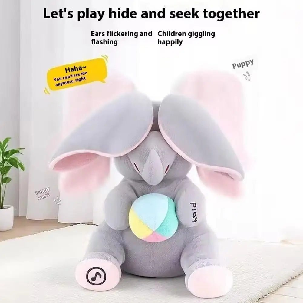 Elefante de peluche interativo para bebés