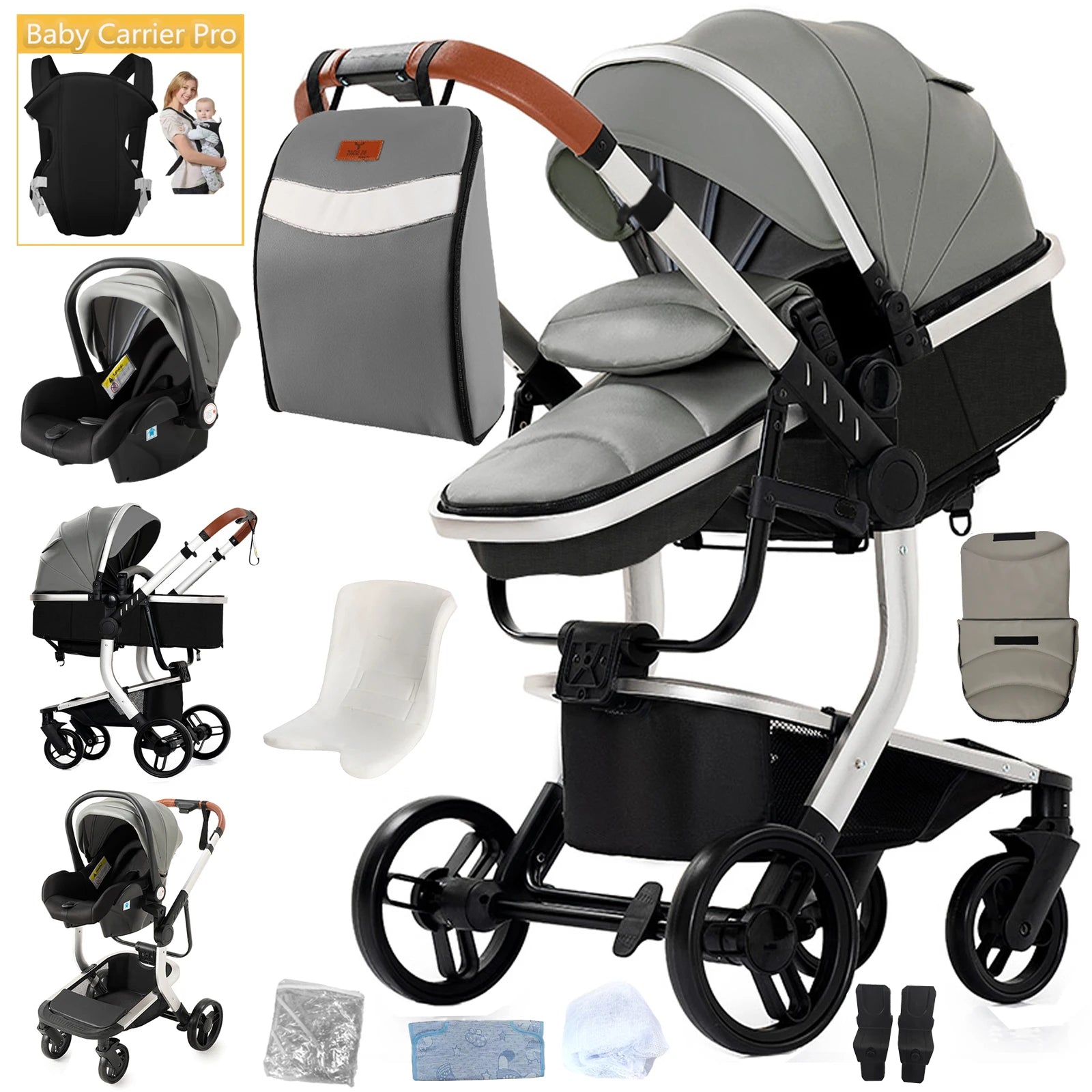 Sistema de Viagem Elegance 3 em 1 – Carrinho de Luxo, Alcofa e Ovo Isofix