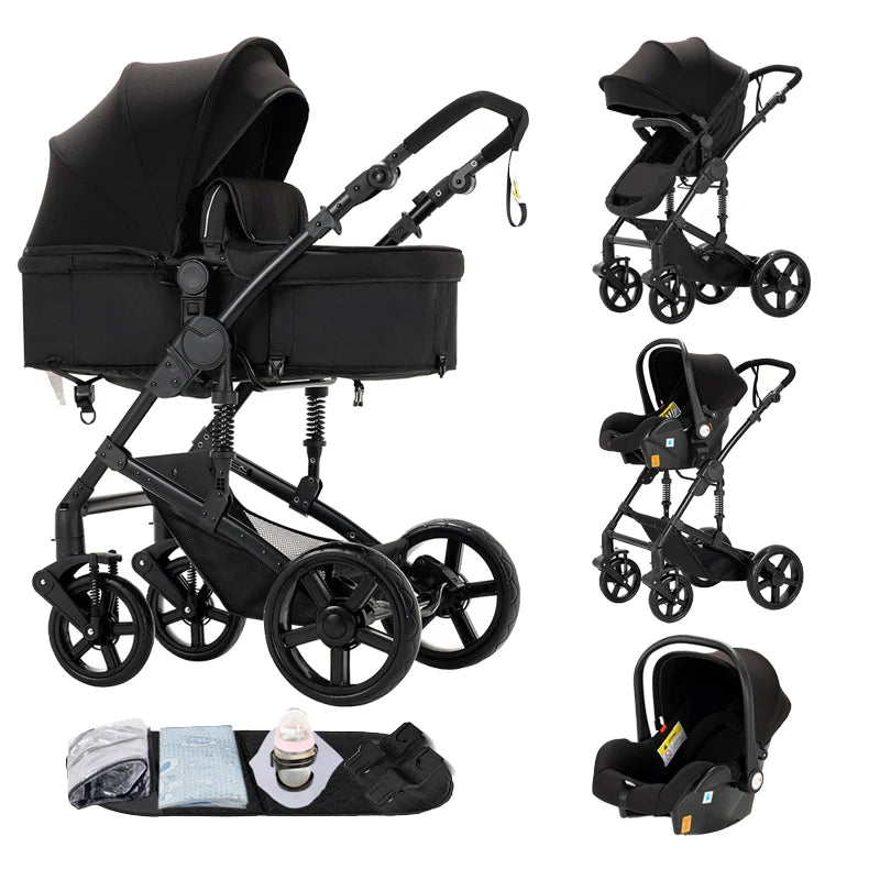 Carrinho de Bebé Urban Luxury 3 em 1 – Black & Gold Edition