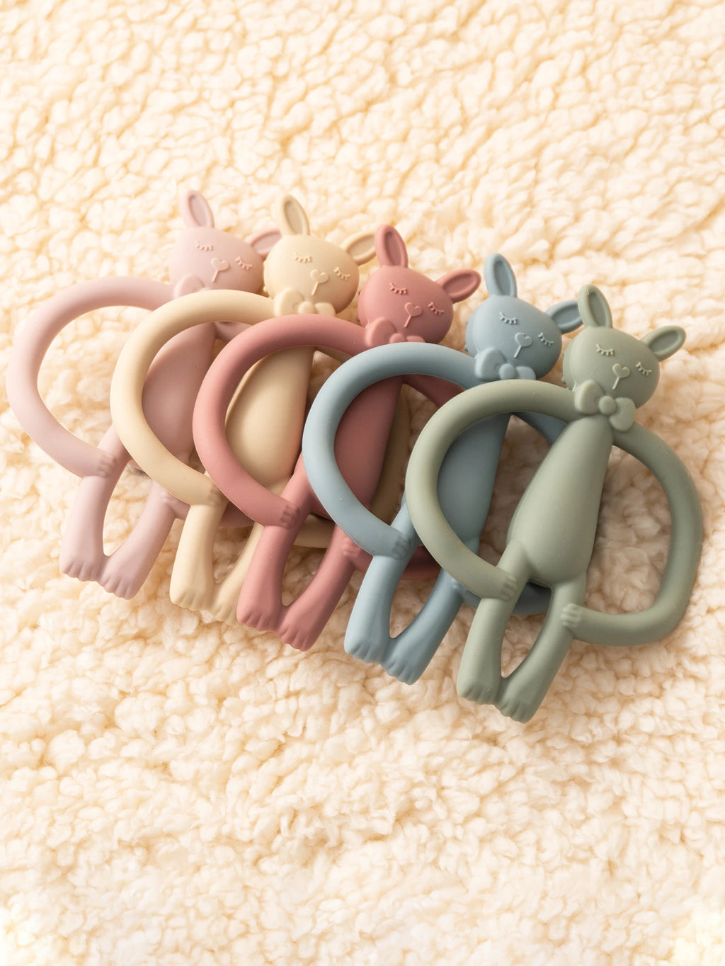 Brinquedo de dentição em silicone coelho