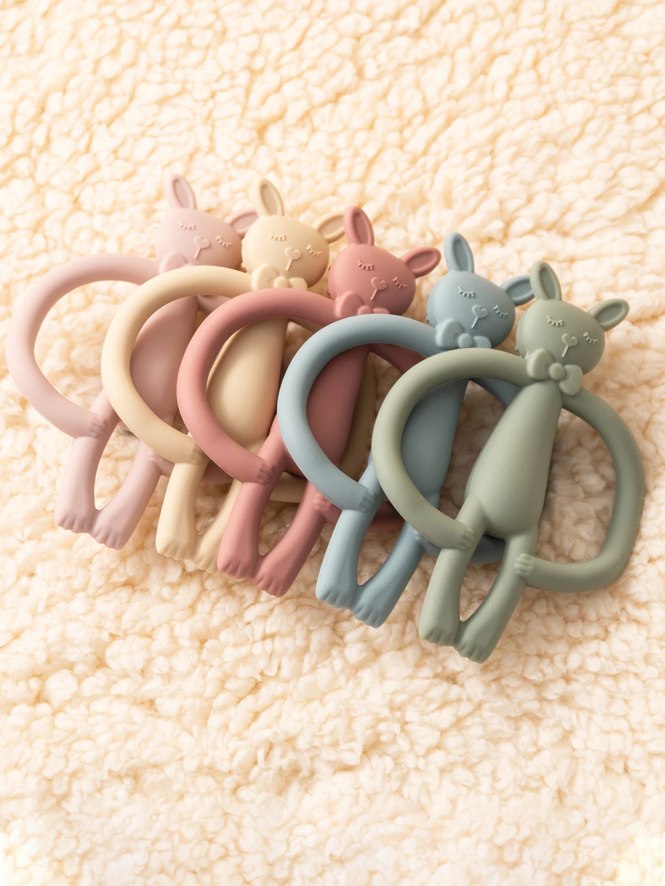 Brinquedo de dentição em silicone coelho