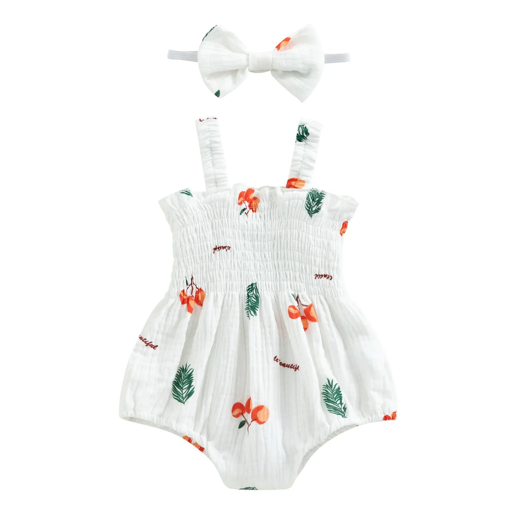 Conjunto Romper e Fita de Cabelo Gaze de Algodão Cherry Summer – Aylla & Co.