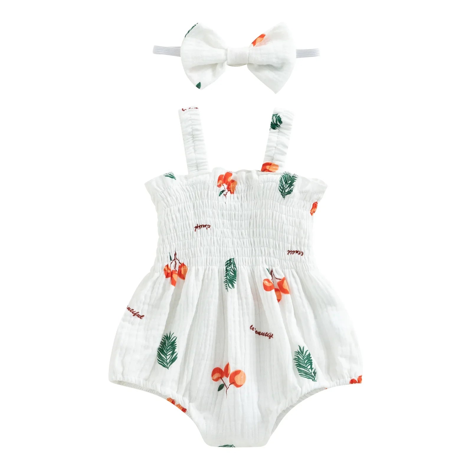 Conjunto Romper e Fita de Cabelo Gaze de Algodão Cherry Summer – Aylla & Co.