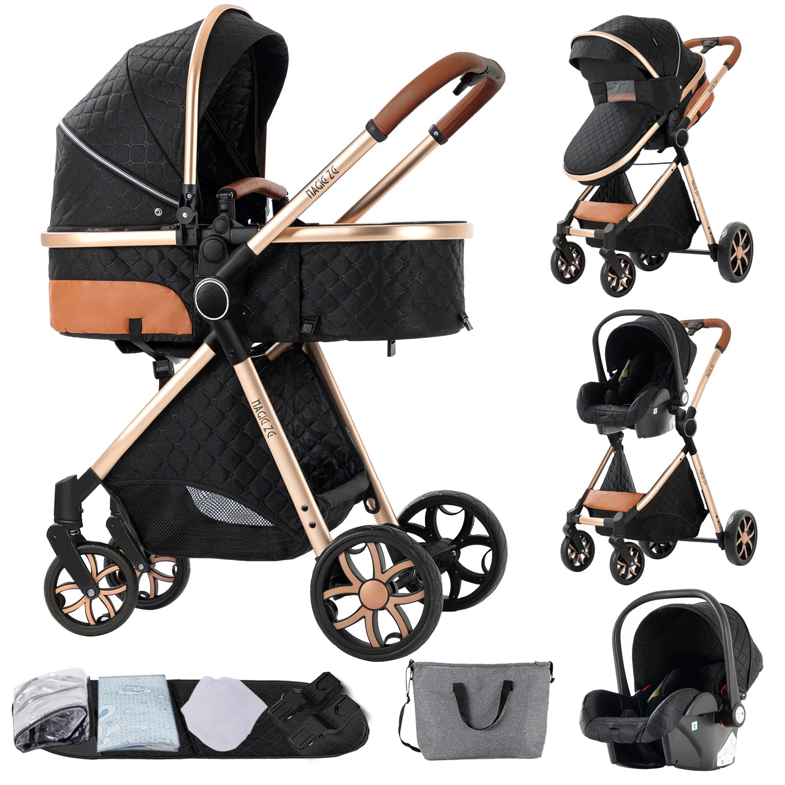 Cochecito de bebé Urban Luxury 3 en 1 – Black & Gold Edition