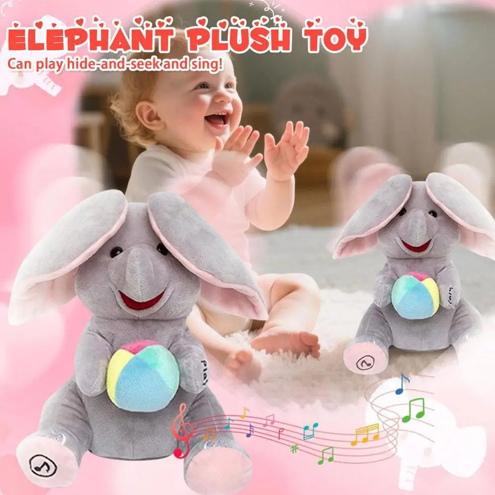 Elefante de peluche interativo para bebés