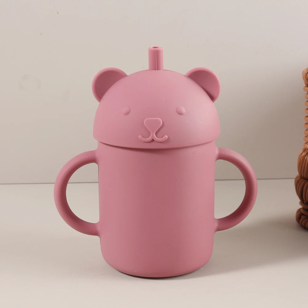 Vaso de acero inoxidable con pajita para bebés