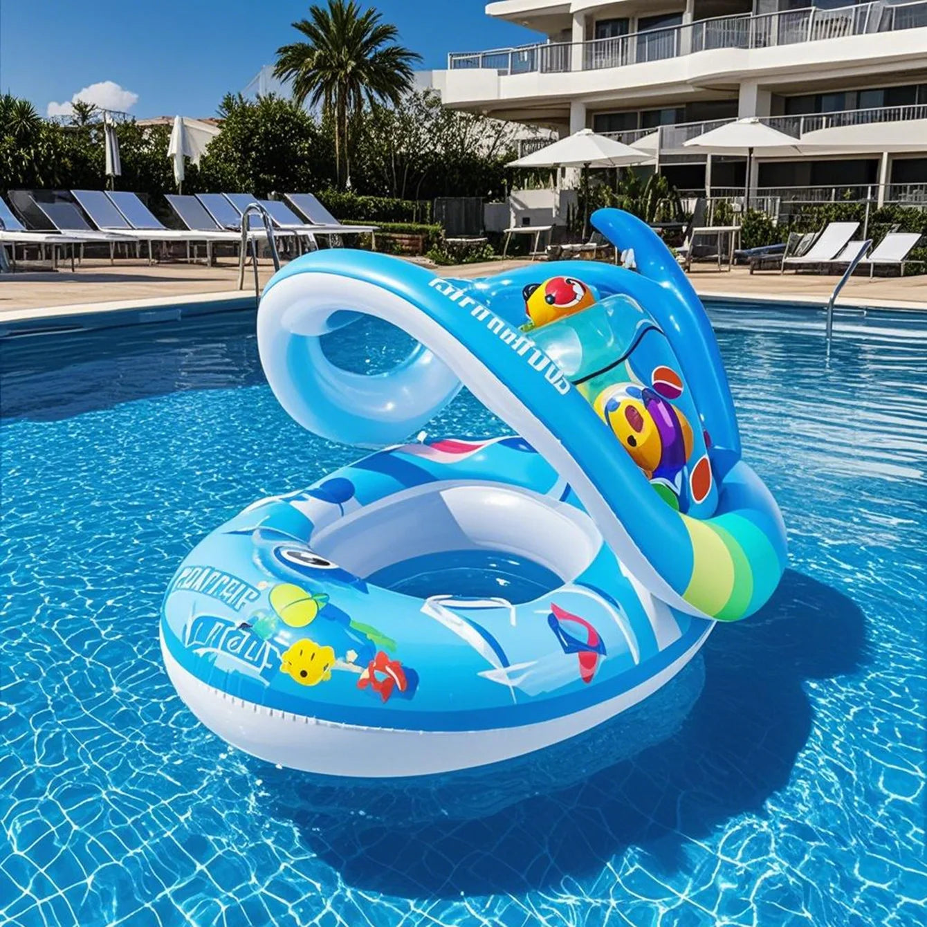 Flotador de piscina con toldo