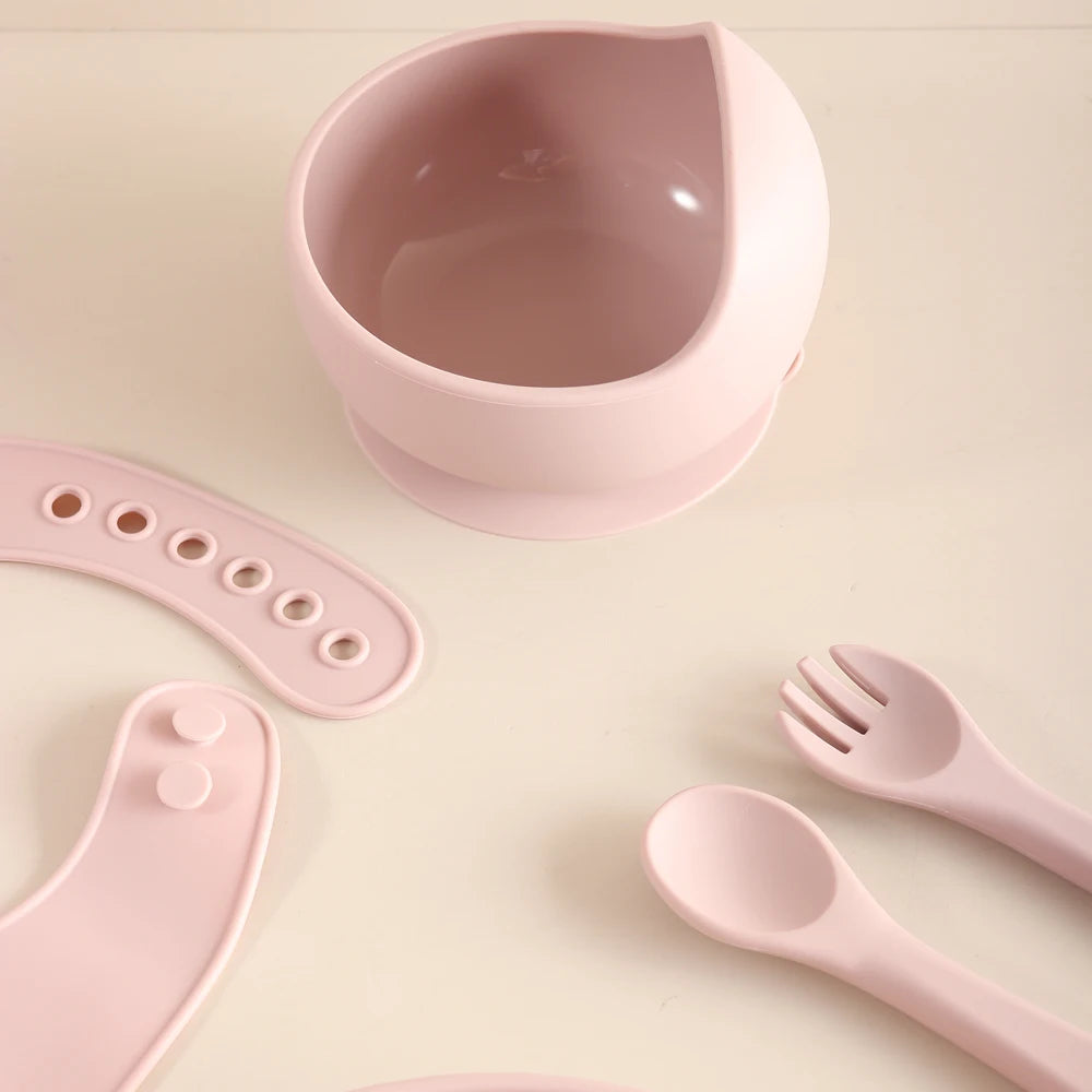 Conjunto de utensílios para bebés em silicone