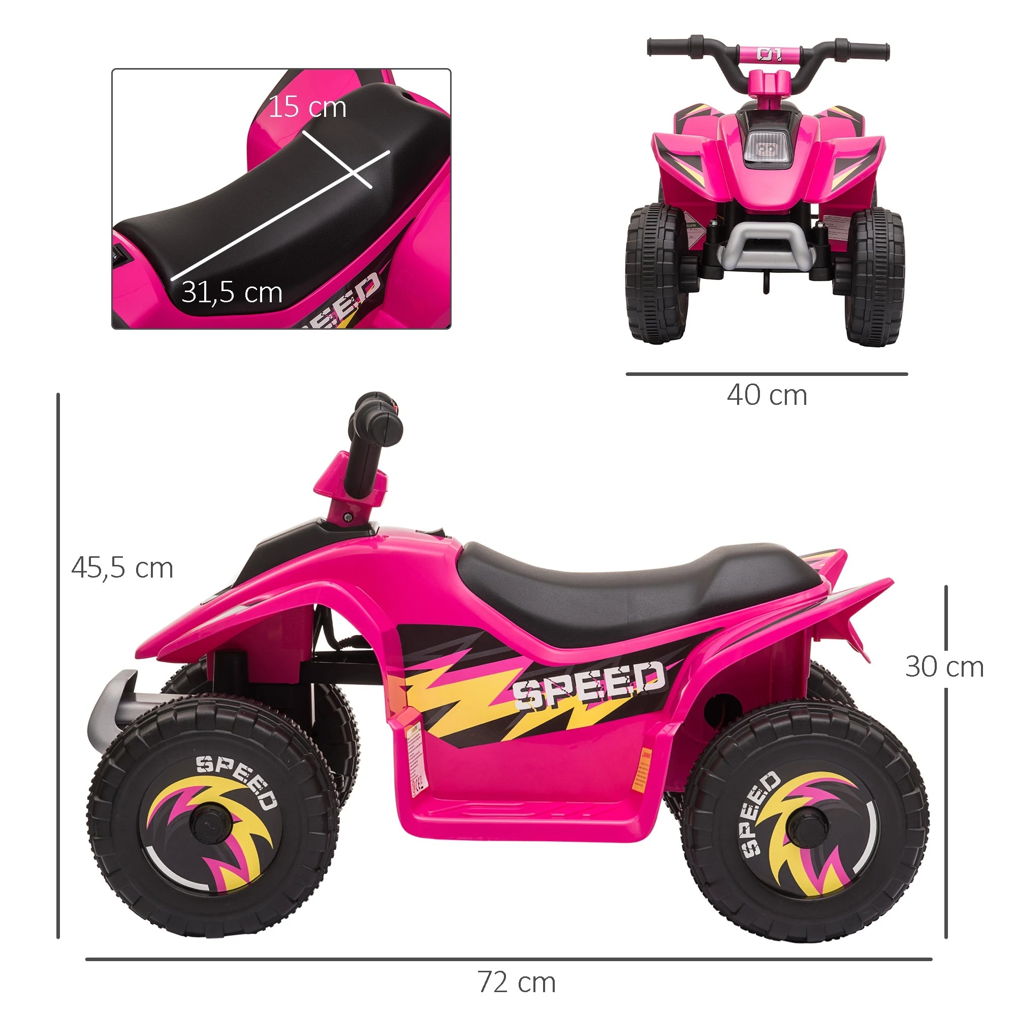 Moto4 Elétrica Infantil Homcom 6V – Quad Todo-o-Terreno com Marcha-Atrás (18-36 meses)