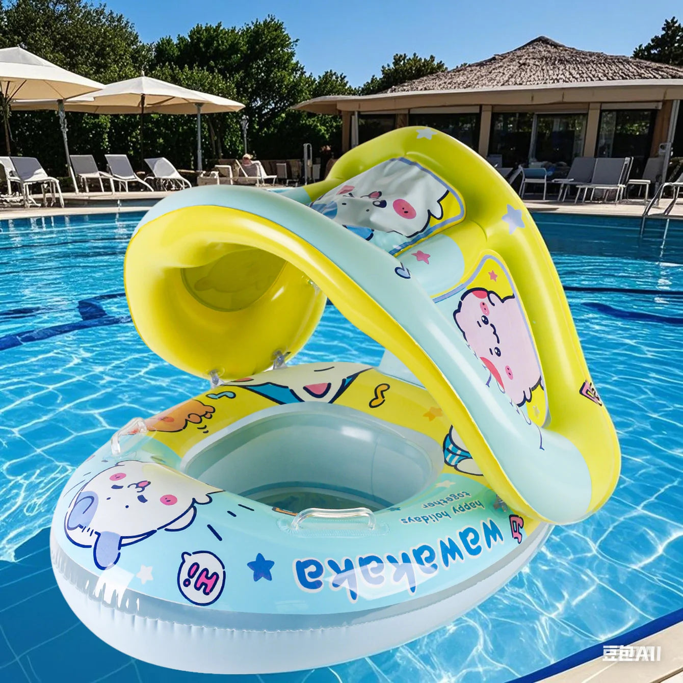 Flotador de piscina con toldo