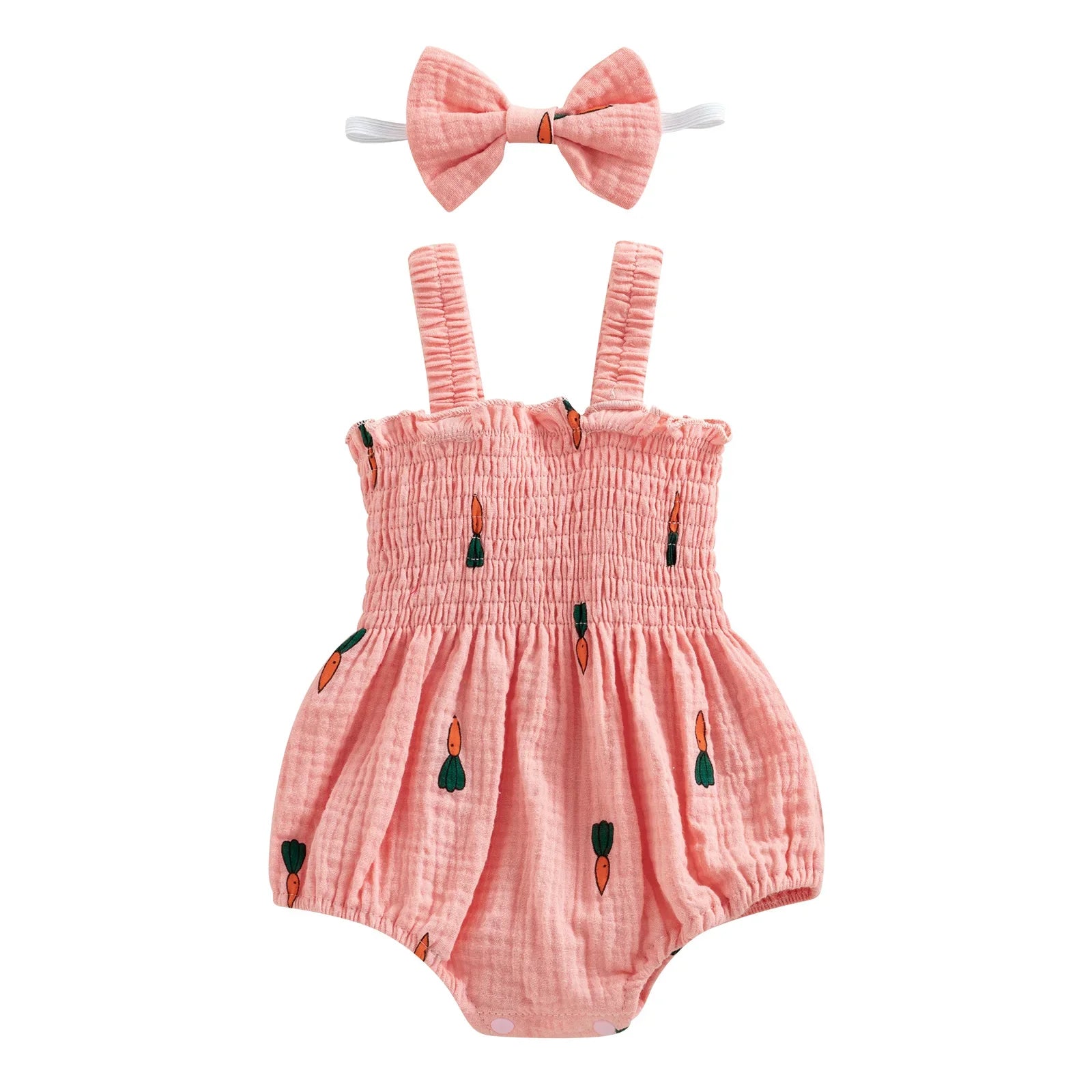 Conjunto de pelele y cinta para el pelo de gasa de algodón Cherry Summer – Aylla & Co.
