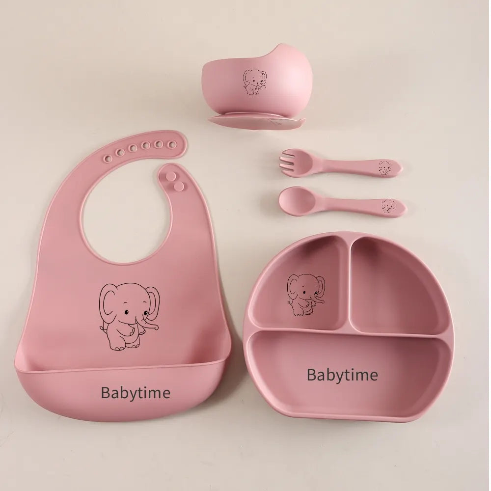 Conjunto de utensílios para bebés em silicone