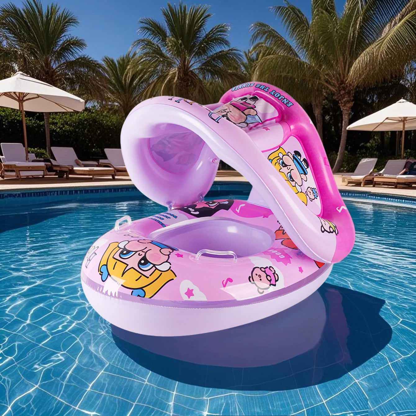Flotador de piscina con toldo